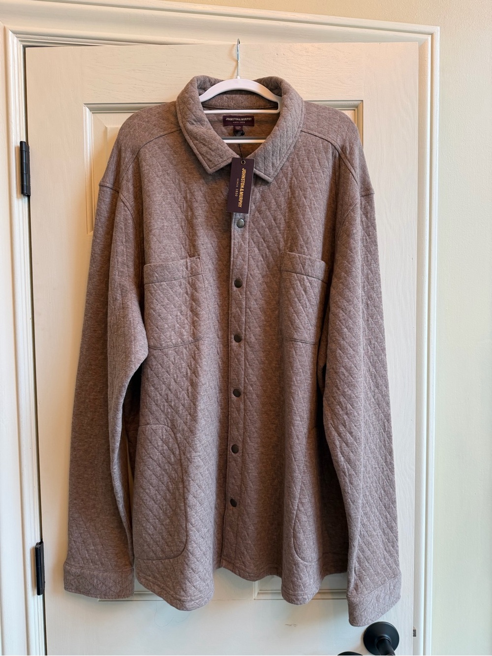Johnston & Murphy Quilted Snap-Front Shirt Jacket - Taupe